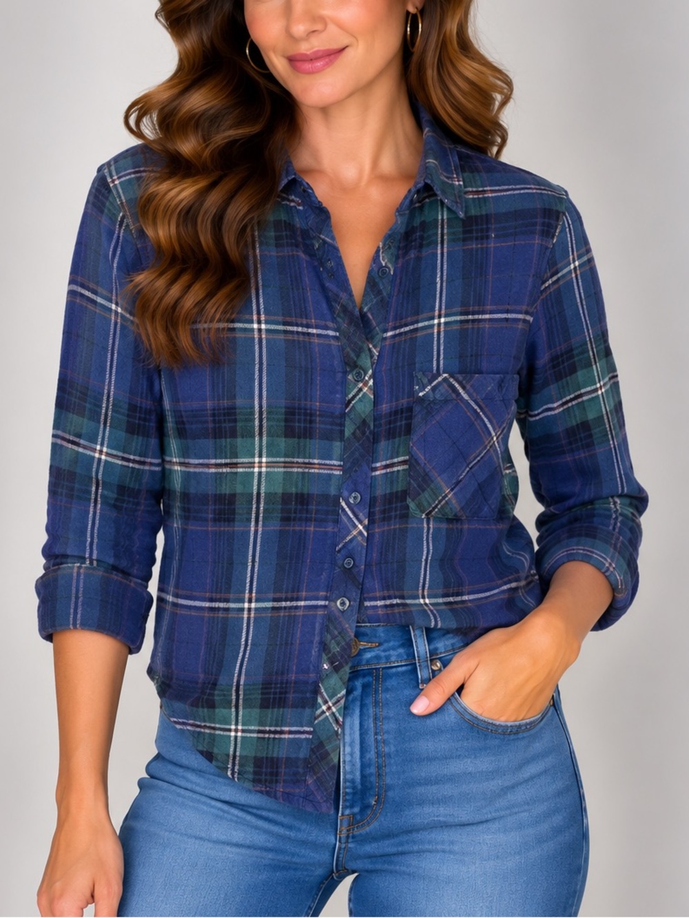 BDG Blue Flannel Plaid Shirt